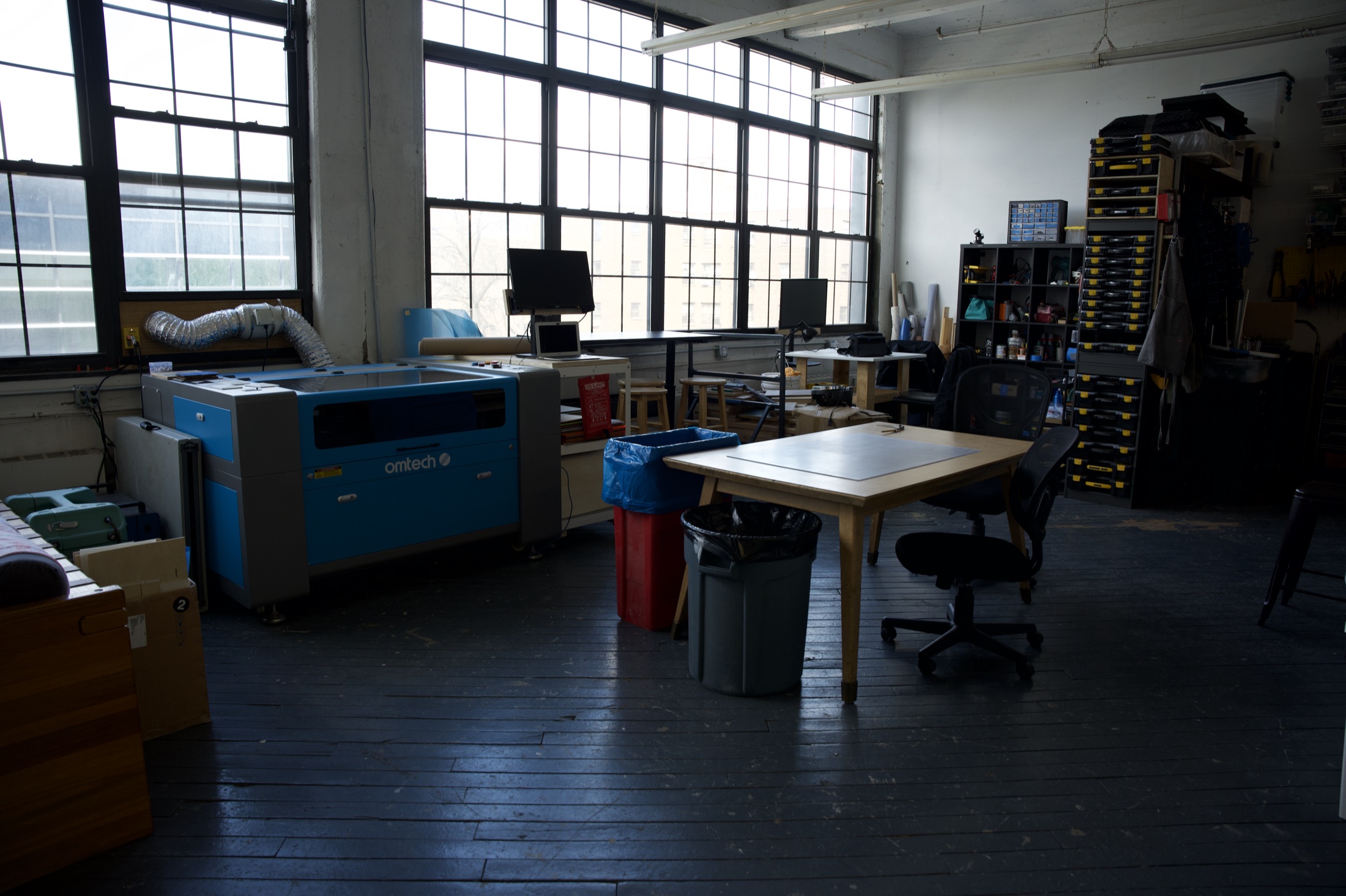 Laser cutting station in the Brooklyn Industrial Arts workshop